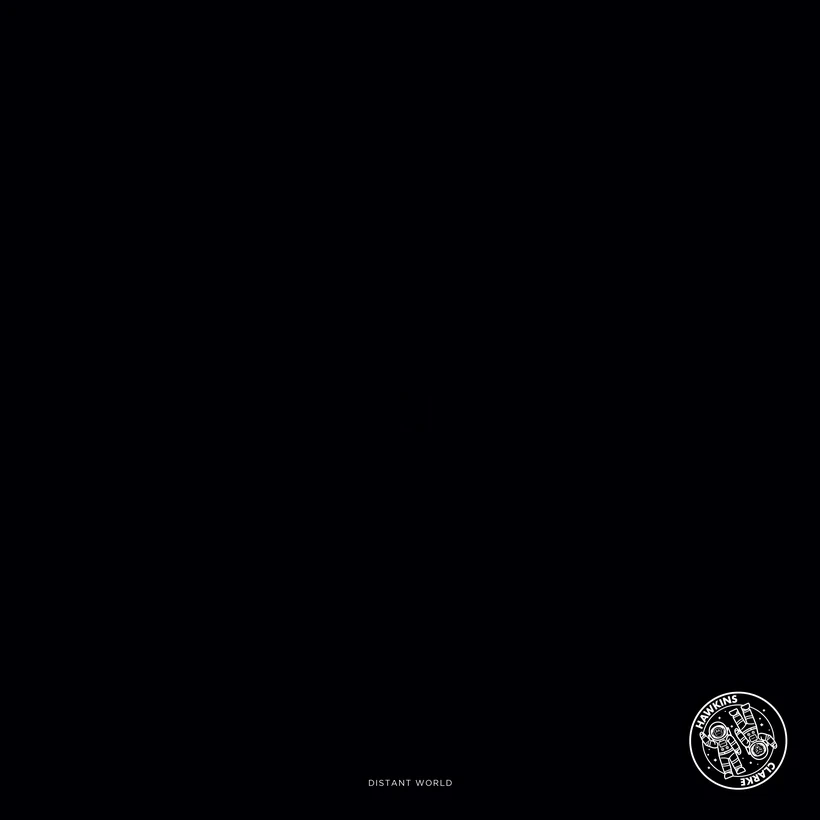 The Distant World sleeve — a small earth alone in the dark, with the Hawkins Clarke roundel